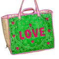 Green Quilted  Bandana Love Tote Bag