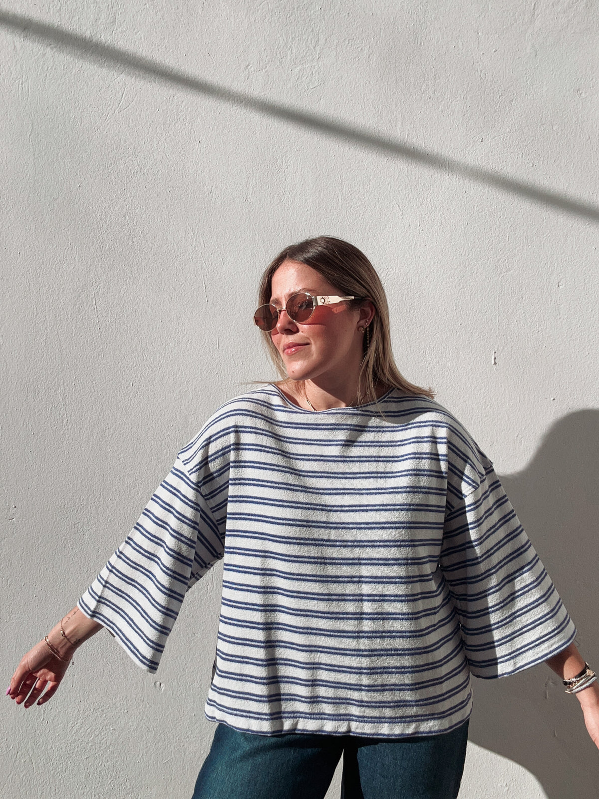 Striped Terry Blue Stripe Blouse