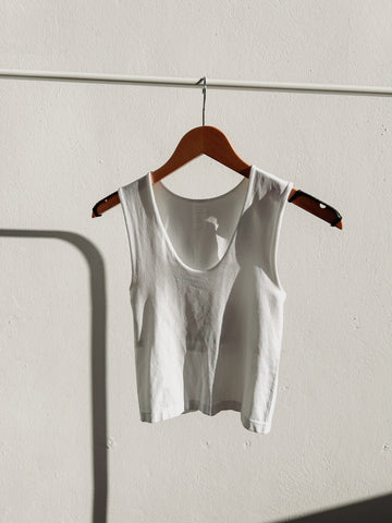 White Scoop Neck Basic Top