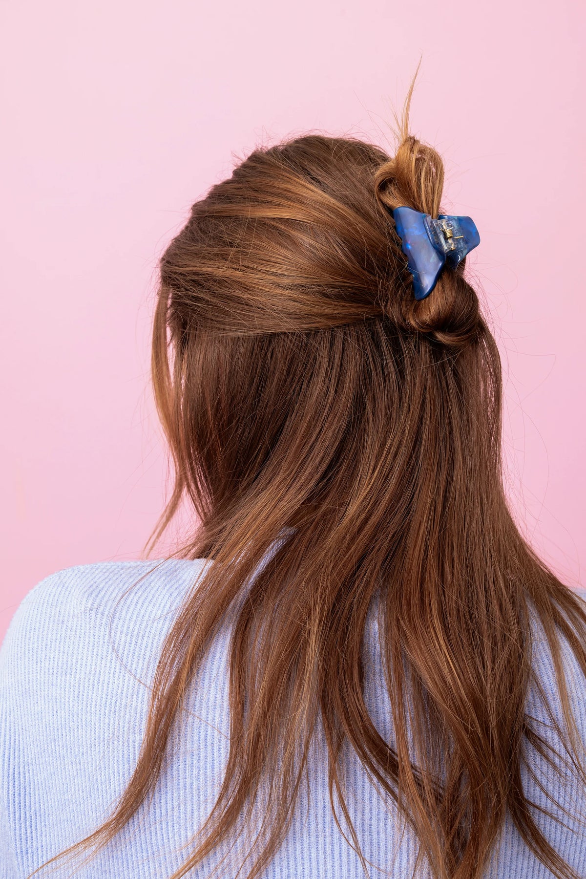 Navy Hair Clip with Orange Card