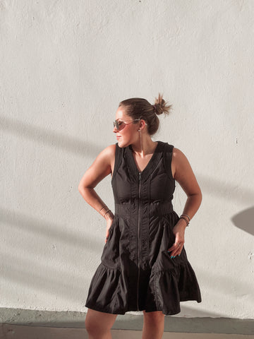 Black Elastic Zipper Dress