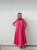 Red & Lilac Stripe Maxi Dress