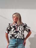 Black & Fuschia Print Top