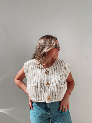 Oat Gold Buttons Knit Top