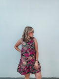 PRE ORDER: Black & Magenta Floral Dress
