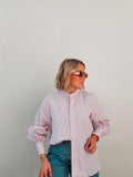 Pink Striped Rhinestone Blouse