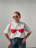 Red Polka Dt Bikini Tee
