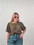 Olive Basic Puff Sleeve Top