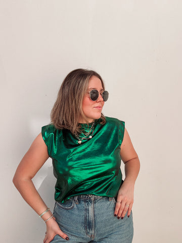 Green Metallic Top