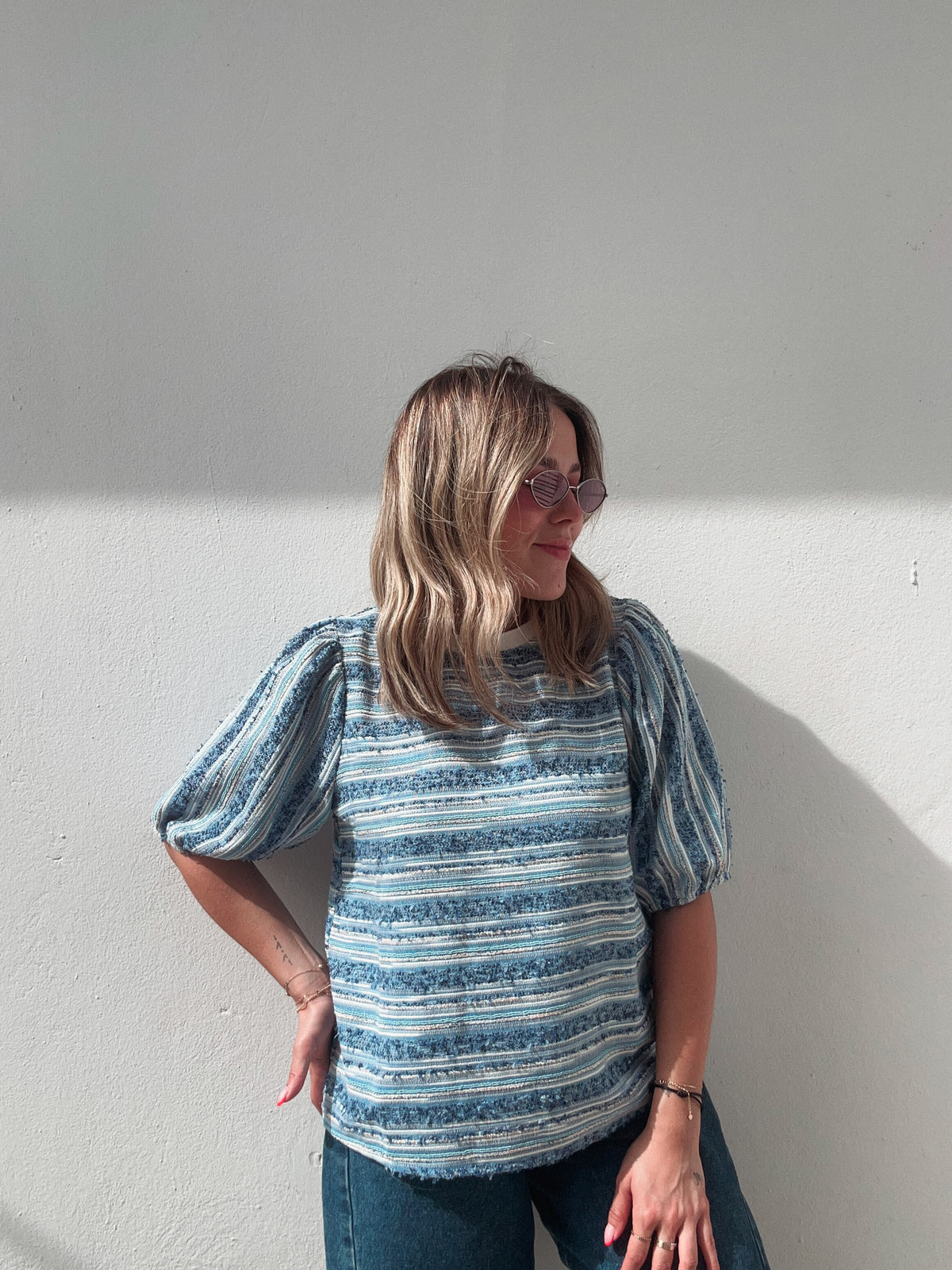 Blue Textured Blouse
