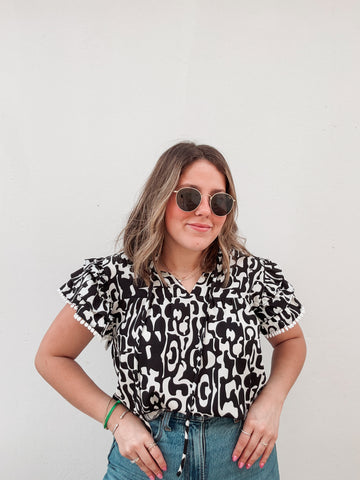 Black & White Printed Blouse