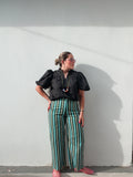 Green & Aqua & Vanilla Stripe Pants