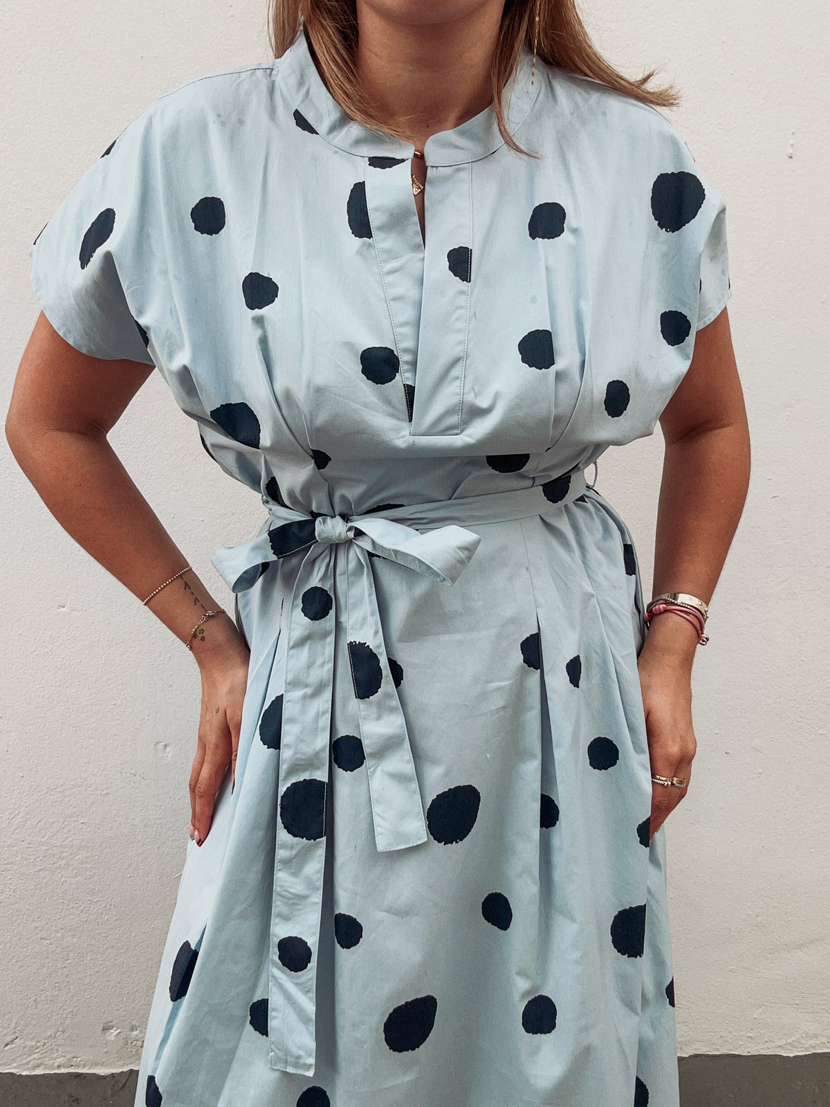 Baby Blue & Navy Polka Dot Dress