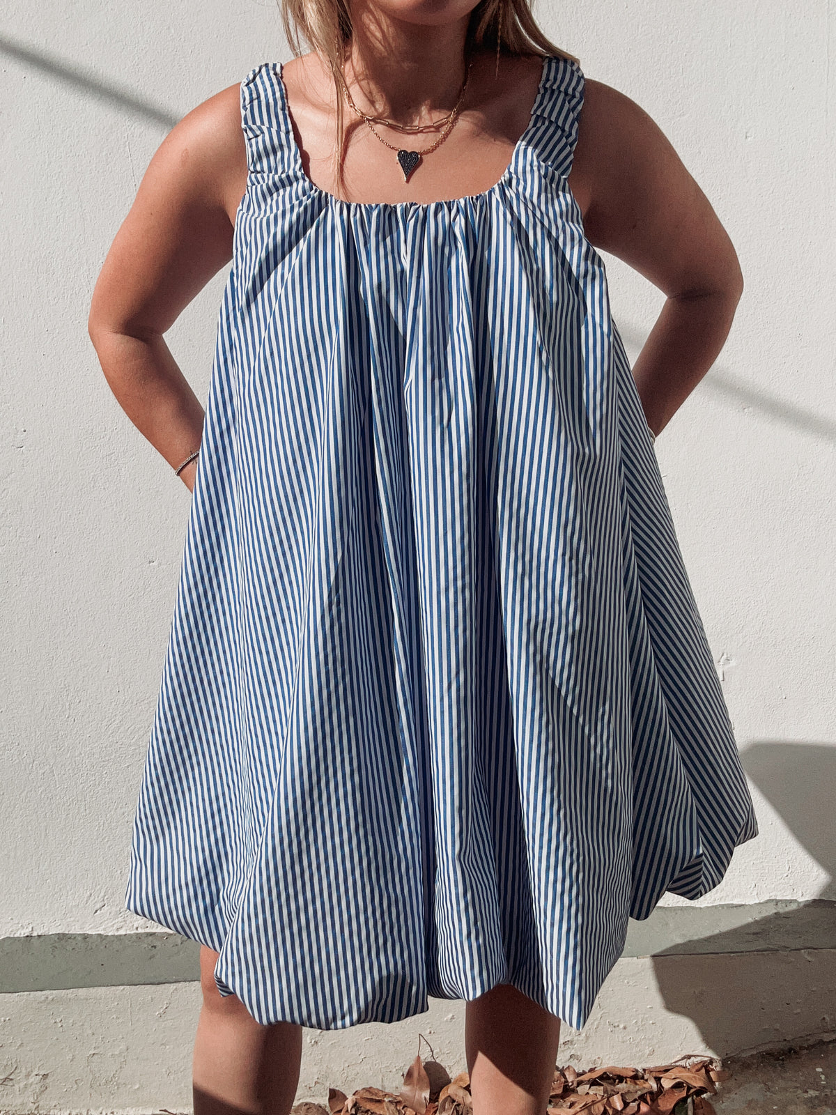 Blue Striped Bubble Dress