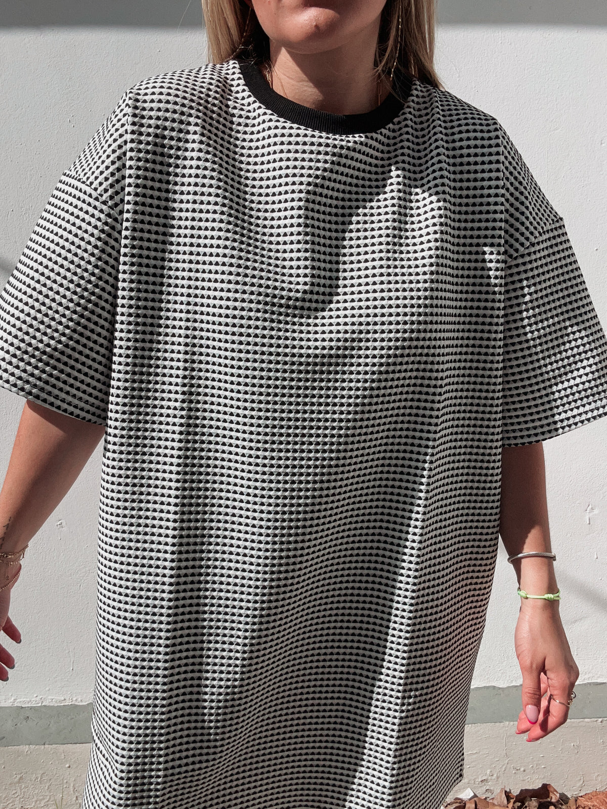 Black & White Printed Tee Dress