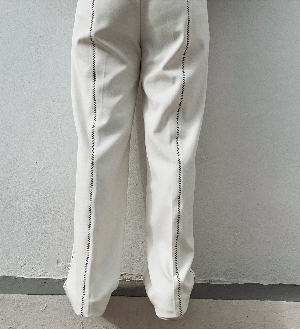Off White Black Stitched Pants