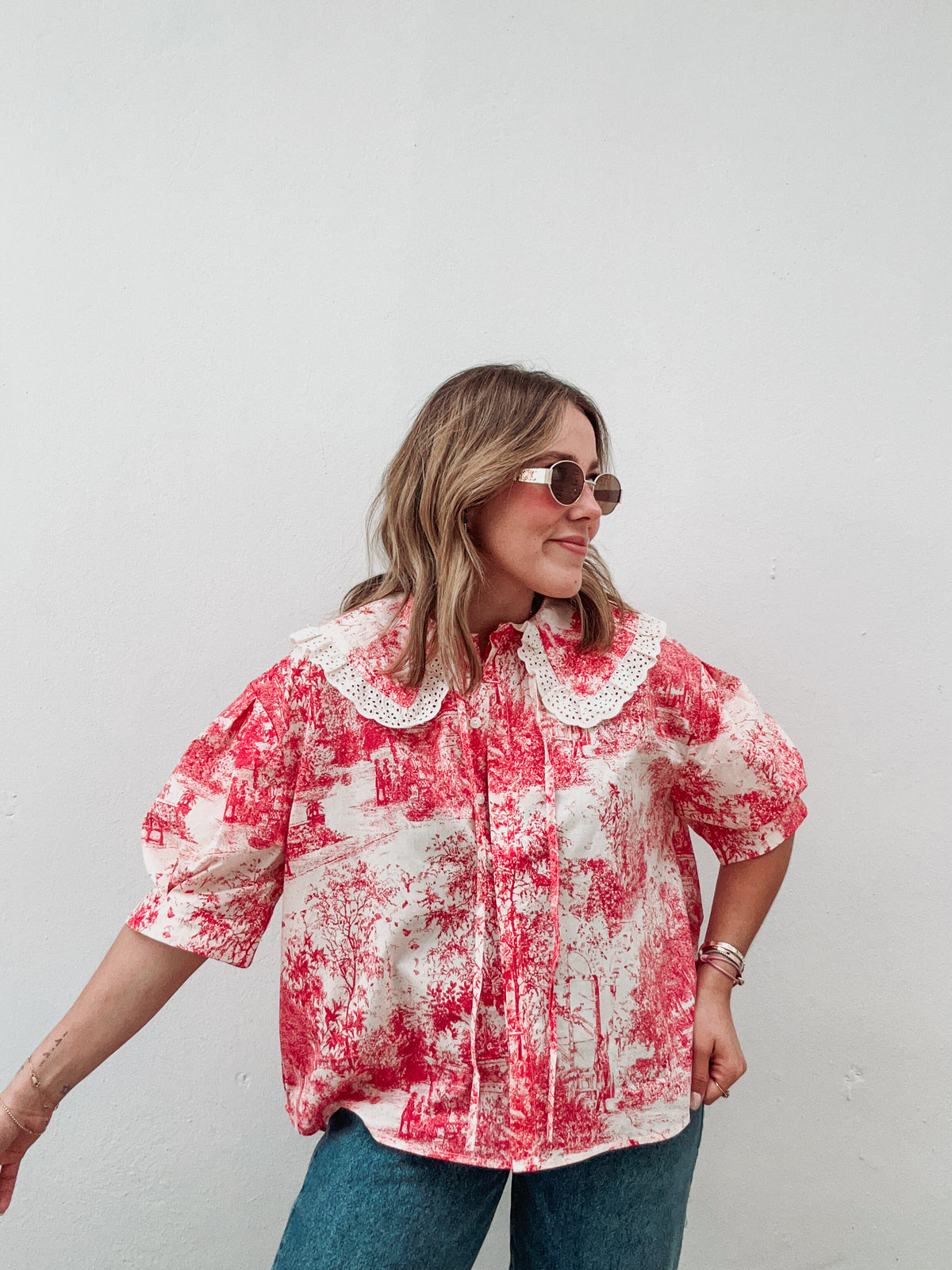 Red Amour Collar Top