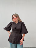 Pleated Black Blouse