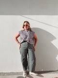 Grey Washed Polka Dots Barrel Pant