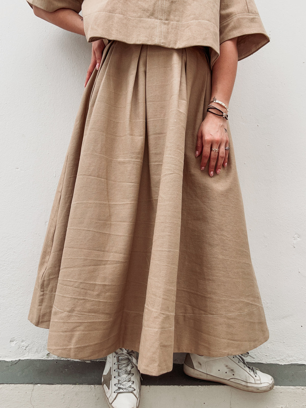 Sand Denim Skirt Set