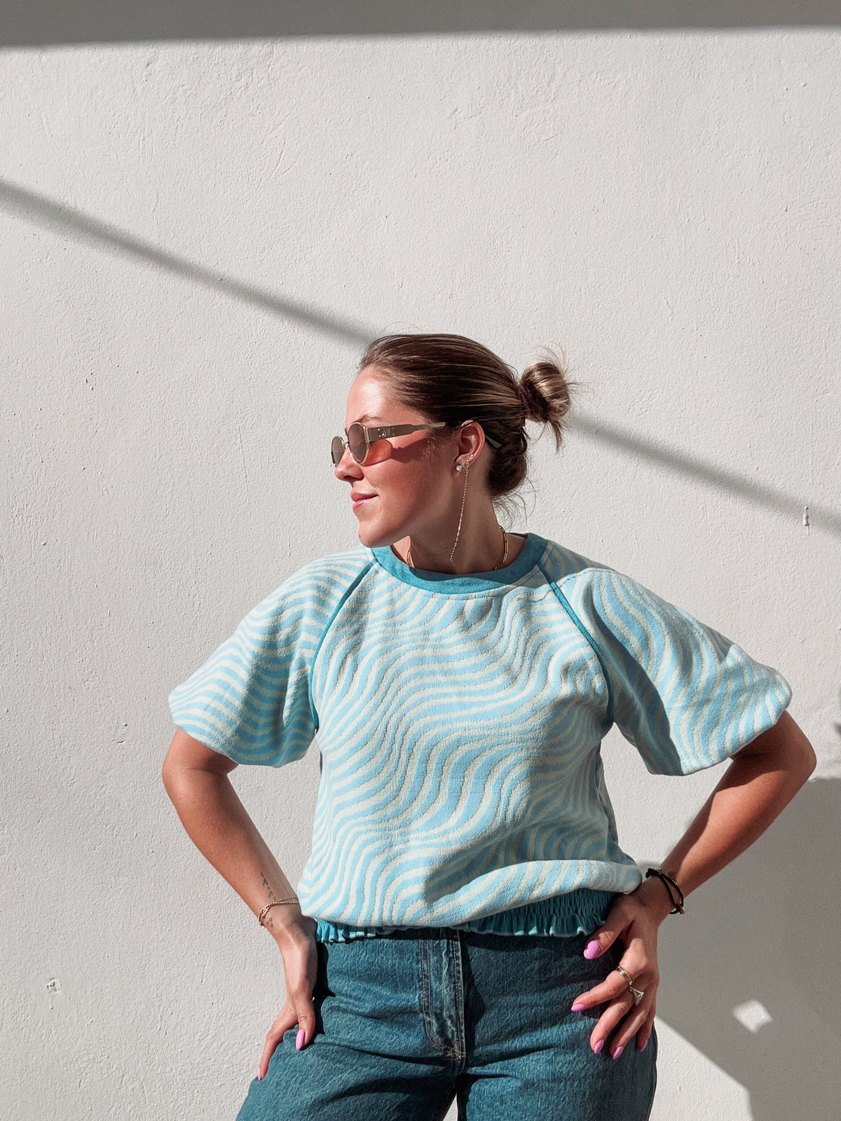 Swirly Stripes Terry Blouse