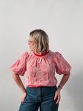 Red Floral Embroidered Top