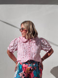 Light Pink Embroidered Flower Top