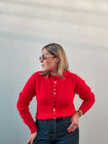 Red Rainbow Knit Cardigan