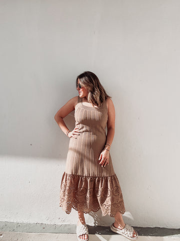 Latte Eyelet Maxi Dress