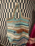 Blue, Sand & Silver Large Tote