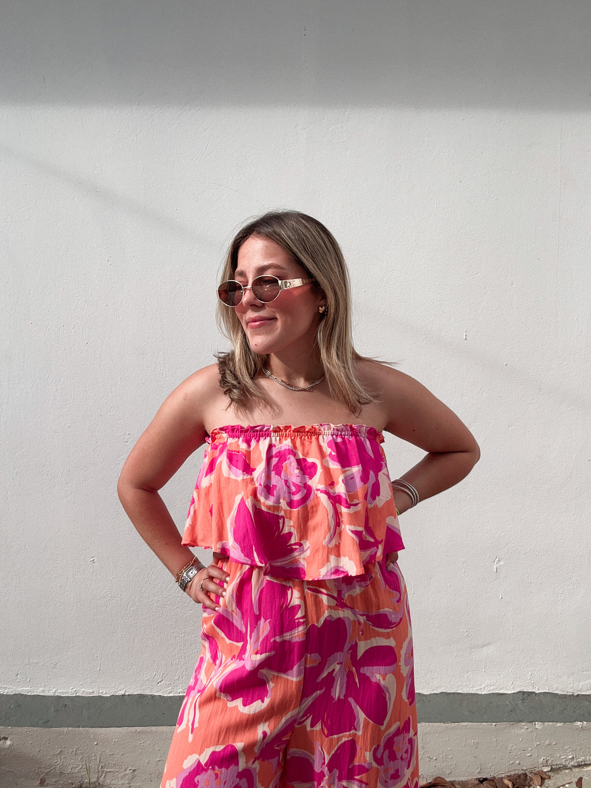 Strapless Summer Florals Jumpsuit