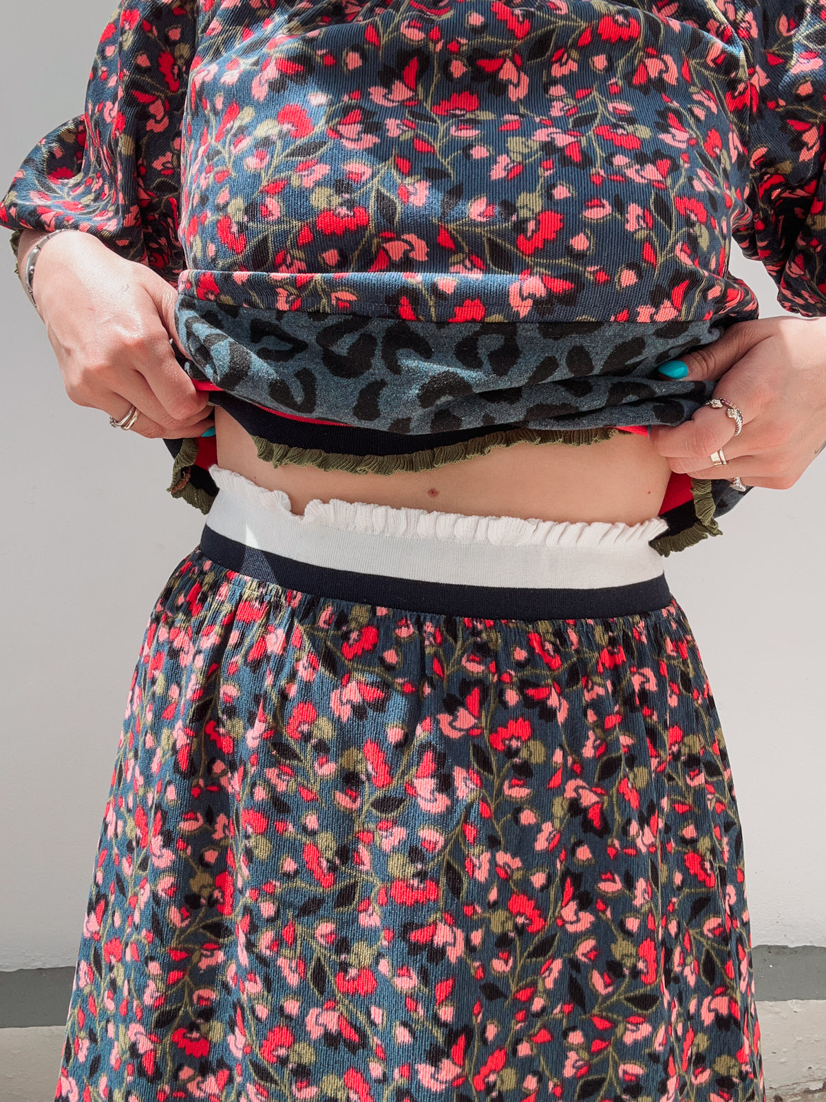 Florals & Leopard Skirt Set