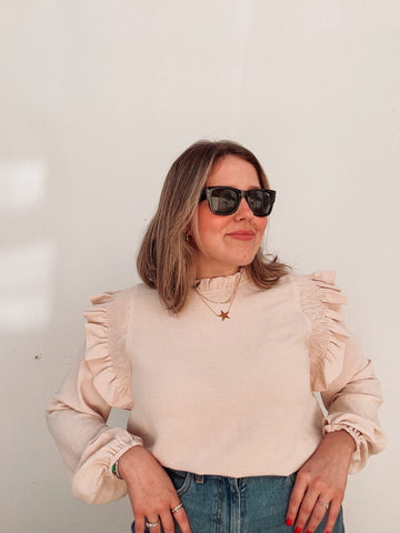 Sand Ruffle Blouse