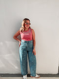 Heart Printed Denim Pants
