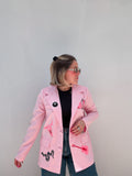 Pink Western Embroidered Blazer