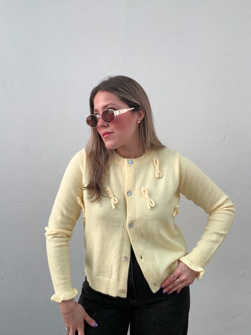 Butter Yellow Bow Cardigan