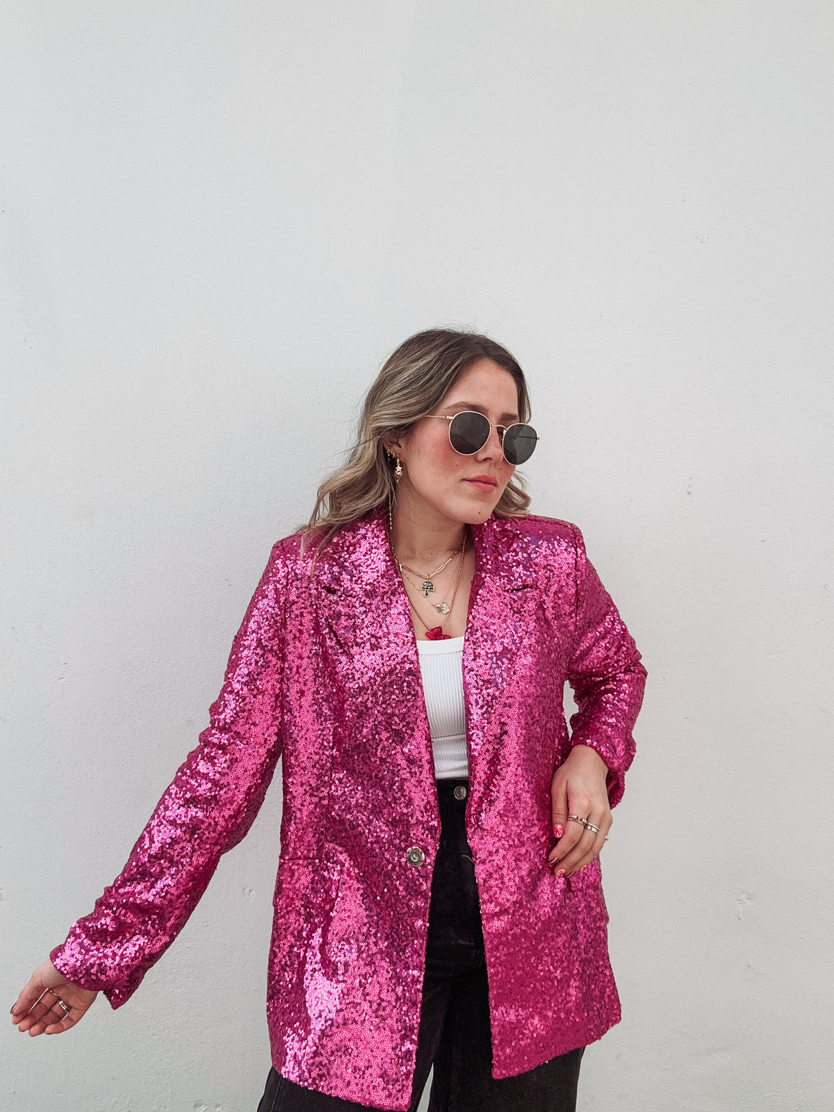 Bubblegum Sequin Blazer