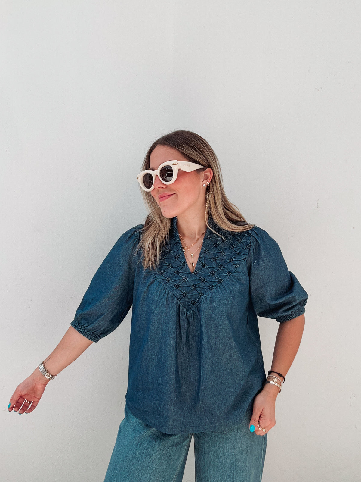 Denim Textured Blouse