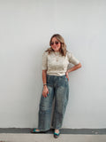 Denim Embroidered Barrel Jeans