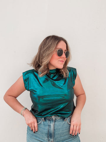 Azul Metallic Top