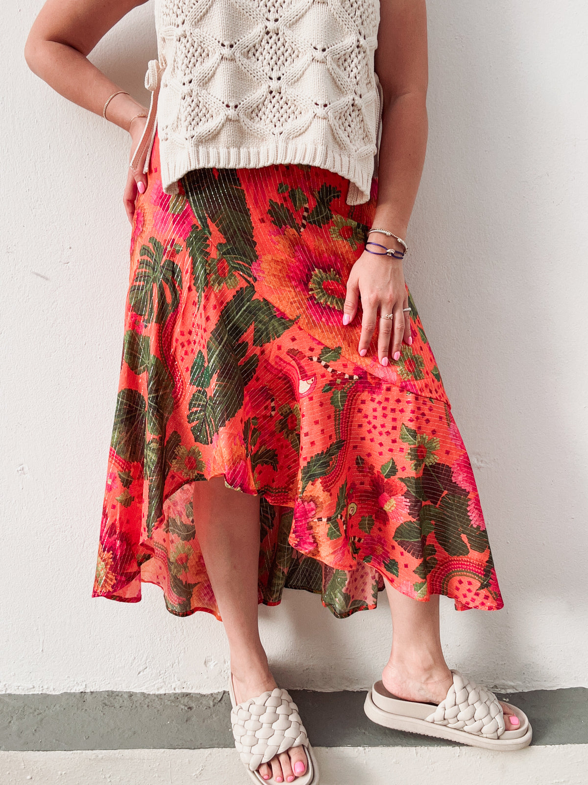 Parrot Jungle Shimmer Ruffle Skirt