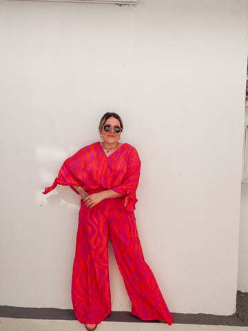 Orange & Pink Printed Set