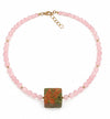 Pink Quartz Cube Necklace