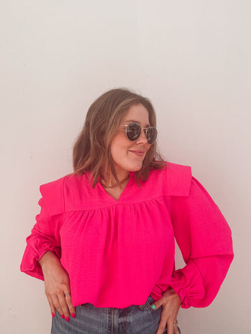 Bright Pink Basic Blouse