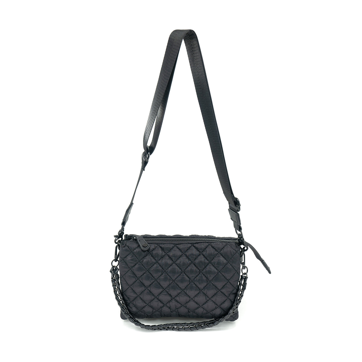 Black Glossy Quilted Crossbody