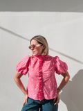 Bubblegum & Mint Polka Dot Ruffle Top