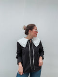 Black & White Embroidered Collar Top