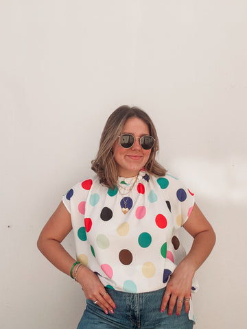 Rainbow Polka Dot Blouse