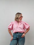 Pink Puff Sleeve Blouse