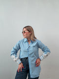 Blue Lace Stripe Top